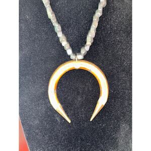 Bohemian Style Horn, Spiritual Jewelry, Tusk, Statement Piece Crescent Necklace